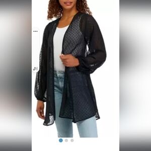 Thread & Clover black polka dot sheer  cover up. Size Small NWT